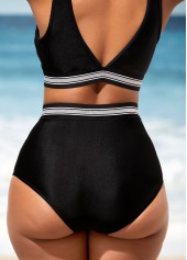 High Waisted Black Mesh Stitching Bikini Set | thumb picture 