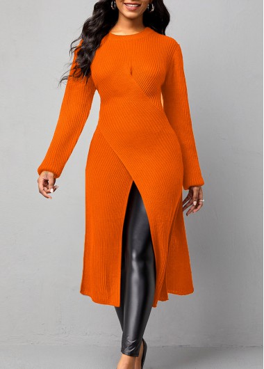 Modlily Cross Front Round Neck Long Sleeve Sweater - M