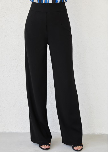 Modlily Black High Waist Zipper Fly Loose Pants - M