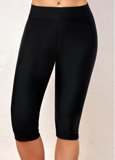 Modlily Black High Waist Skinny Swim Shorts - XL