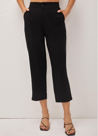 Modlily High Waist Black Pocket Design Pants - XL