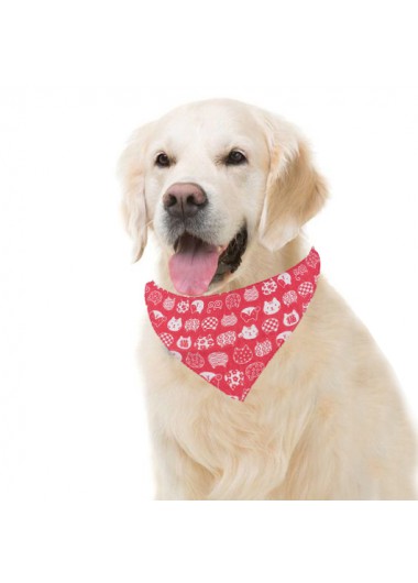 Modlily Red Cat and character Print Pet Bandana - One Size