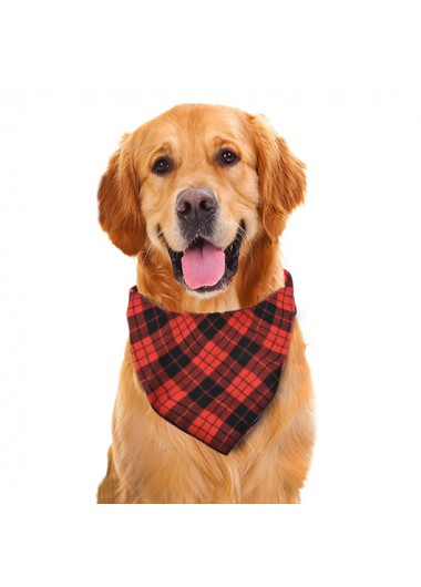 Modlily Red Cotton Plaid Pet Bandana - One Size