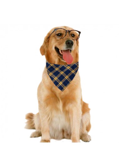 Modlily Plaid Navy Blue Tie Back Pet Bandana - One Size