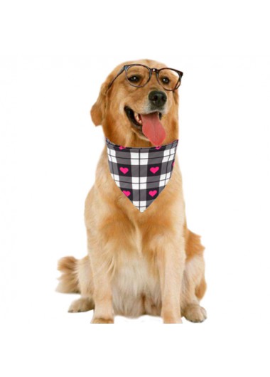 Modlily Plaid and Heart Print Color Block Pet Bandana - One Size