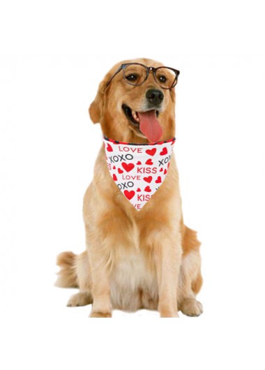 Modlily Heart and Letter Print White Pet Bandana - One Size