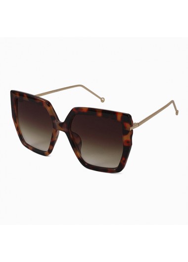 Modlily Leopard Frame Square Design Brown Sunglasses - One Size