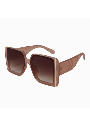 Modlily PC Khaki Square Design Ombre Sunglasses - One Size