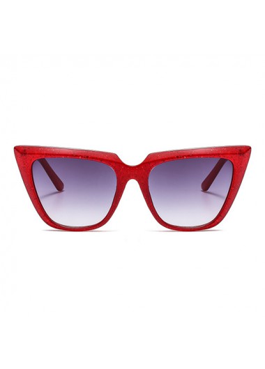 Modlily Cat Eye Design Contrast Red Frame Sunglasses - One Size
