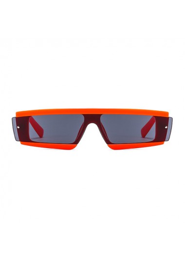 Modlily Orange Frame Contrast Rectangle Design Sunglasses - One Size