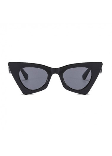 Modlily Cat Eye Frame Metal Detail Black Sunglasses - One Size