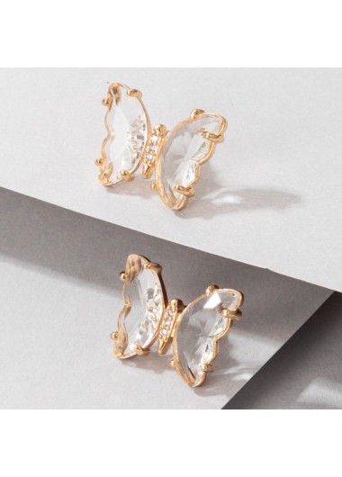 Modlily Valentines Butterfly Gold Metal Detail Earrings - One Size