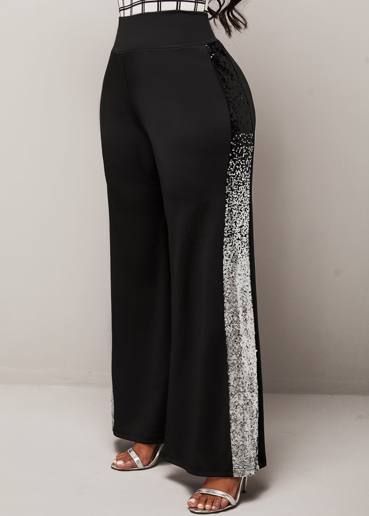 Sequin Black Ombre High Waisted Pants