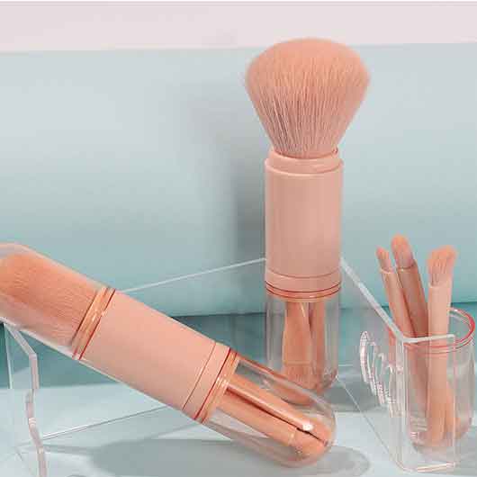 Pink TPR Handle Makeup Brush Set