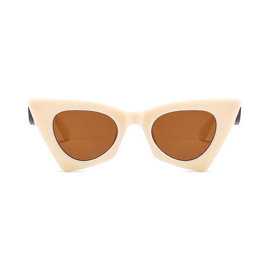 Cat Eye Frame Metal Detail Beige Sunglasses