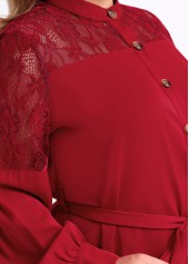 Plus Size Asymmetric Hem Wine Red Blouse | thumb picture 