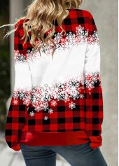 Drawstring Christmas Snowman Print Red Sweatshirt