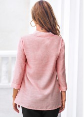 Lace Stitching 3/4 Sleeve Pink Blouse | thumb picture 