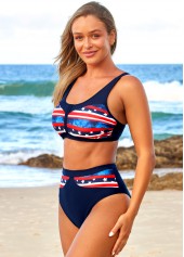 American Flag Print High Waisted Bikini Set | thumb picture 