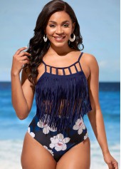 Tassel High Waisted Navy Blue Bikini Set