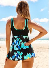 Cyan Floral Print Wide Strap Swimdress Top-No Bottom | picture 2