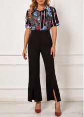 Polka Dot Floral Print Turndown Collar Blouse | thumb picture 