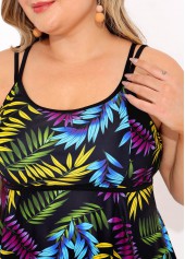 Plus Size Multi Color Leaf Print Tankini Set | thumb picture 