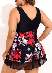 Plus Size Patchwork Multi Color Tribal Print Tankini Set | thumb picture 