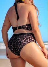 Plus Size Black Lace Mid Waist Bikini Set | thumb picture 