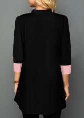 Valentines Paisley Lace Stitching Split Neck Pink Blouse | thumb picture 