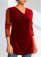 Polka Dot Red Velvet Stitching Valentines T Shirt | thumb picture 