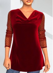 Polka Dot Red Velvet Stitching Valentines T Shirt