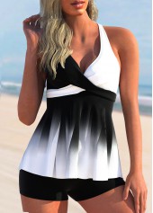 Color Block Ombre Cross Front Tankini Top-No Bottom | picture 1