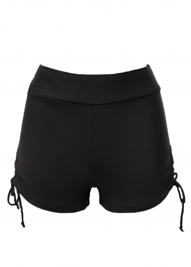 Modlily Black High Waisted Bowknot Detail Swimwear Shorts - S
