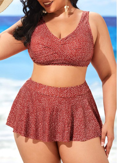 Modlily Plus Size Polka Dot High Waisted Bikini Set - 2XL