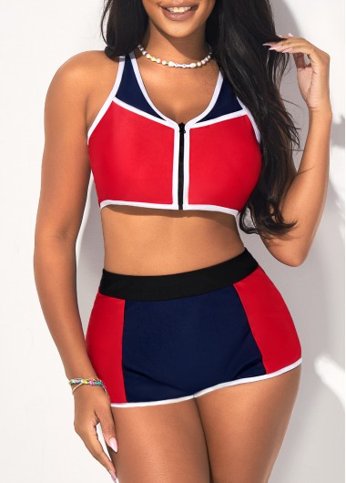 Modlily High Waisted Red Wide Strap Bikini Set - L