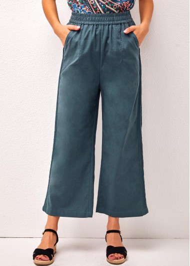 Peacock Blue High Waisted Pockets Pants     2nd 10%, 3rd 20%, 4th 40%