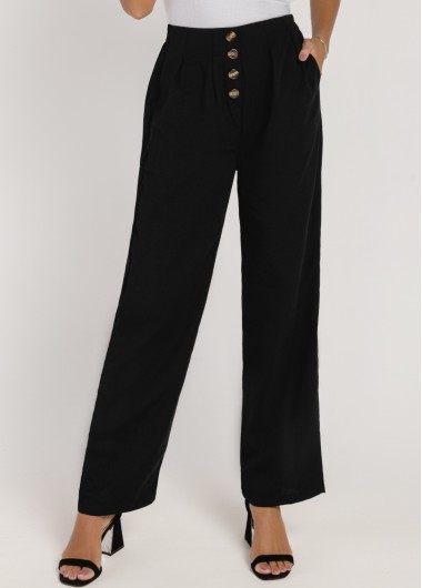 Black Decorative Button Pocket Detail Pants     2nd 10%, 3rd 20%, 4th 40%