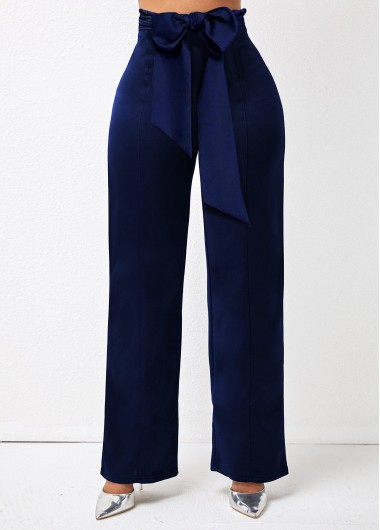Bowknot Navy Blue High Waisted Pants     2nd 10%, 3rd 20%, 4th 40%