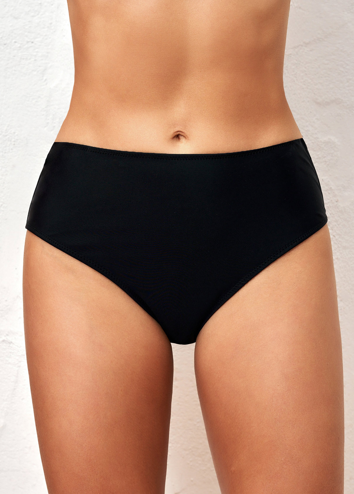 Mid Waist Black Bikini Bottom for Women