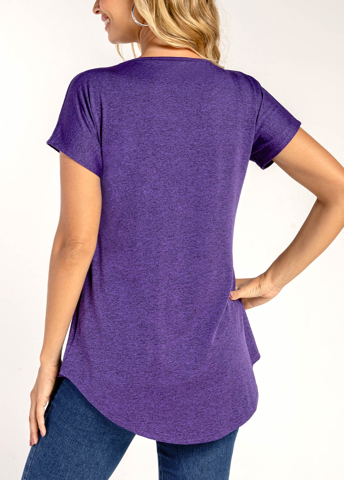 Purple Quarter Zip Short Sleeve T Shirt