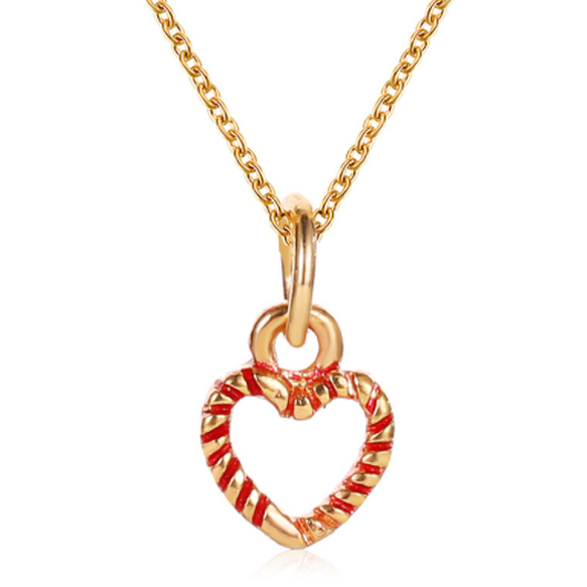 Valentines Heart Pendant Gold Metal Necklace