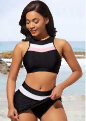 Contrast Mid Waist Black Bikini Set | thumb picture 
