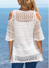 Cold Shoulder Woven Fabric T Shirt and White Tank Top | thumb picture 