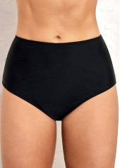 Black High Waisted Elastic Detail Swimwear Panty