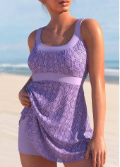 Lace Stitching Light Purple Swimdress and Shorts | thumb picture 