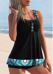 Mesh Tribal Print Black Tankini Top-No Bottom | picture 3