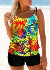 Multi Color Sunflower and Tie Dye Print Tankini Top-No Bottom | picture 1