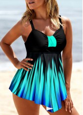 Patchwork Ombre Cyan Tankini Set | thumb picture 