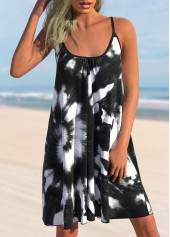 Tie Dye Print Black Cover Up
